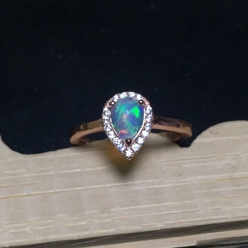 

Fire Natural Australia Opal Stone Solid Silver 925 Thin Band Rings Women Princess Ring 100% 925 Sterling Silver Female Jewelry