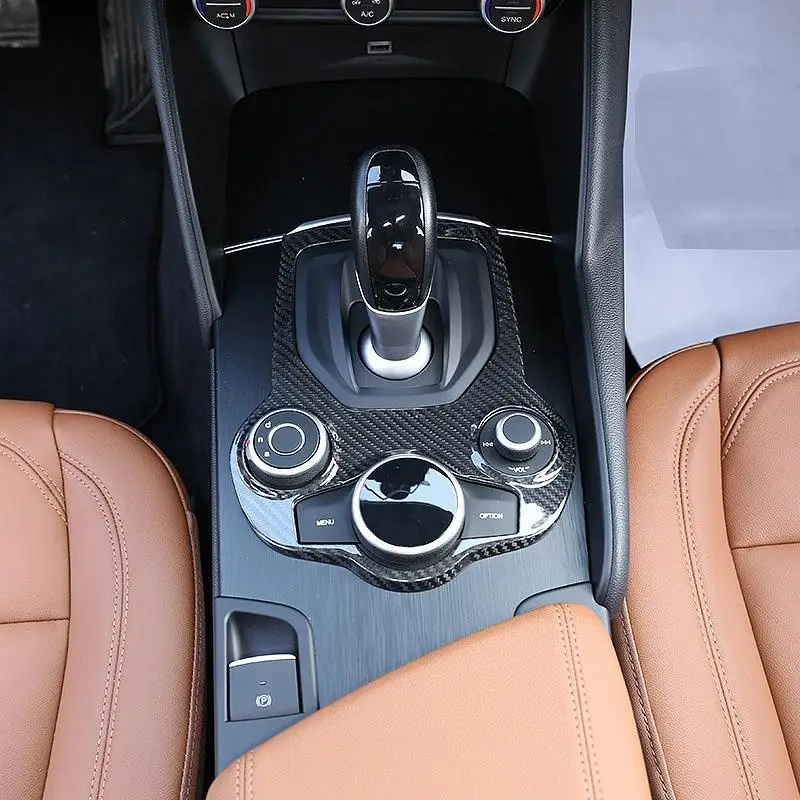 Настоящая карбоновая Автомобильная центральная консоль для салона переключения передач Панель Крышка Накладка для Alfa Romeo Giulia Stelvio- авто аксессуары
