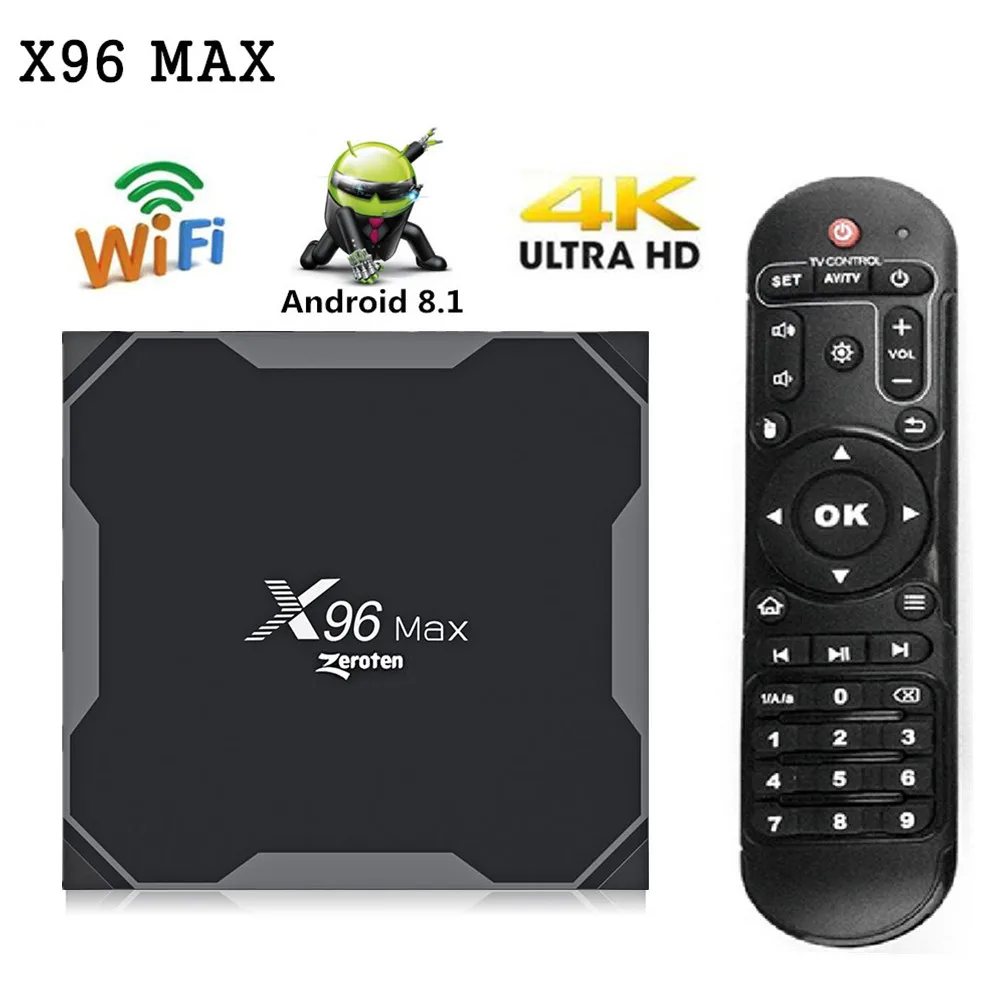 Оригинальный X96 MAX Смарт ТВ приставка Android 8 1 Amlogic S905X2 LPDDR4 четырехъядерный 4 Гб 64 WiFi