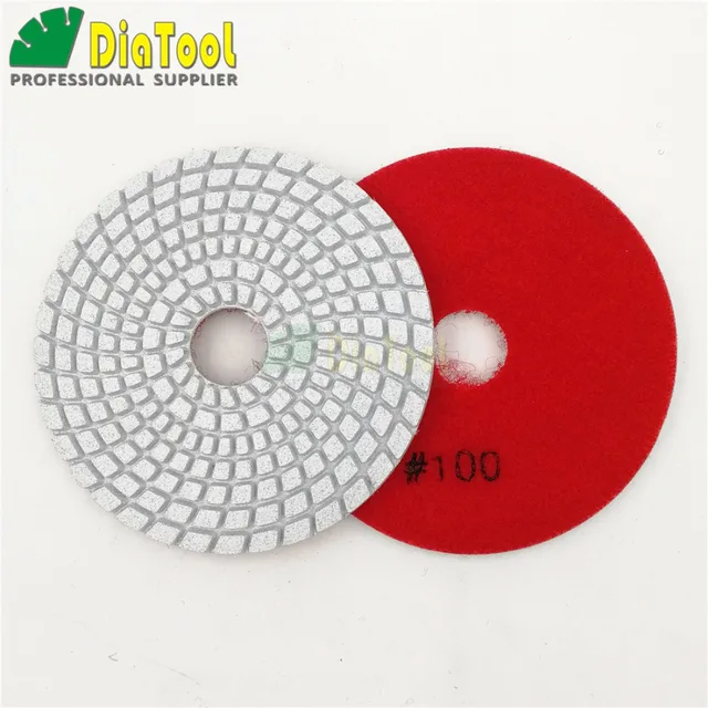 DIATOOL 6 uds 4 "#100 almohadillas de pulido húmedas flexibles de diamante para azulejos de cerámica de piedra enlace blanco No se decolora los discos de lija 3