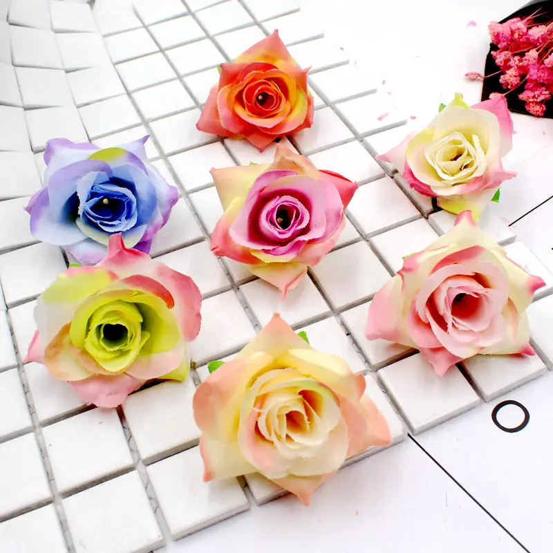 5pcs/lot Mini Artificial Flowers Silk Roses Heads For Wedding Decoration Party Fake Scrapbooking Floral Wreath Home Accessories | Дом и сад