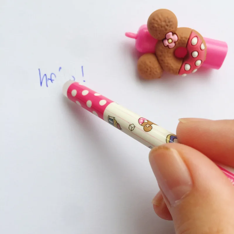 Biscoitos de Urso dos Desenhos Canetas de Tinta Item de Papelaria Lote Caneta Animados 0.5 Milímetros Cor Azul Apagável Gel Material Escolar F440 30 Pçs - 11 Canetas de gel