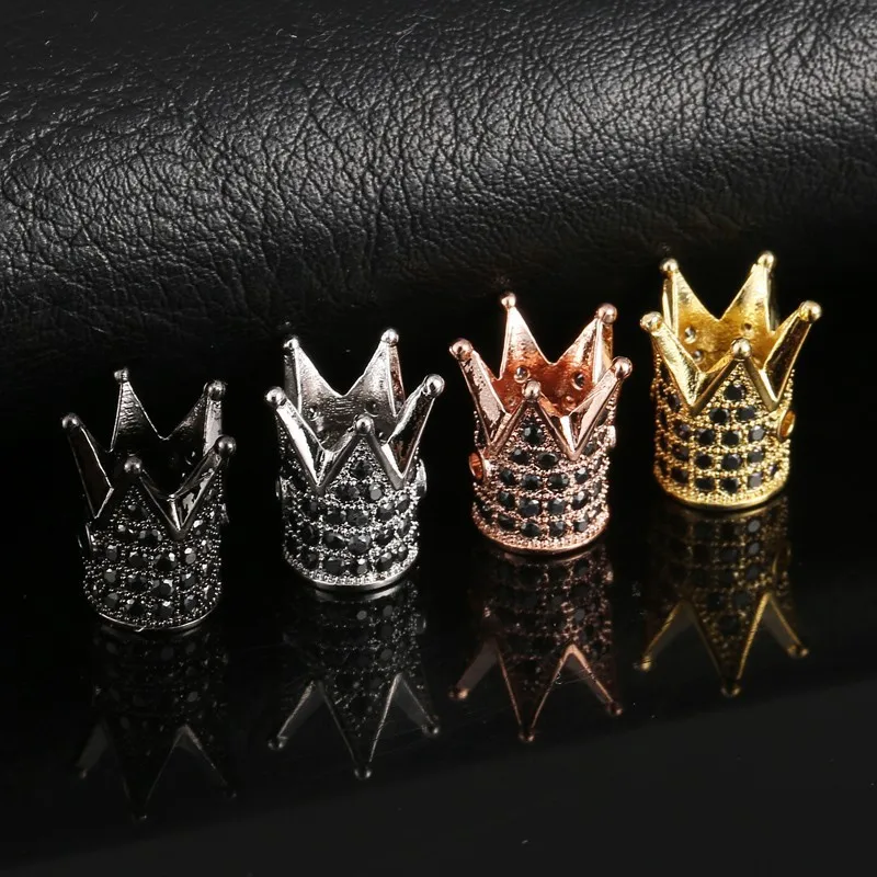 

Luxury 4pcs/Pack Copper Crown Metal Accessories For Bracelet DIY Jewelry Making Micro Cubic Zirconia Beads Braslet Accessories