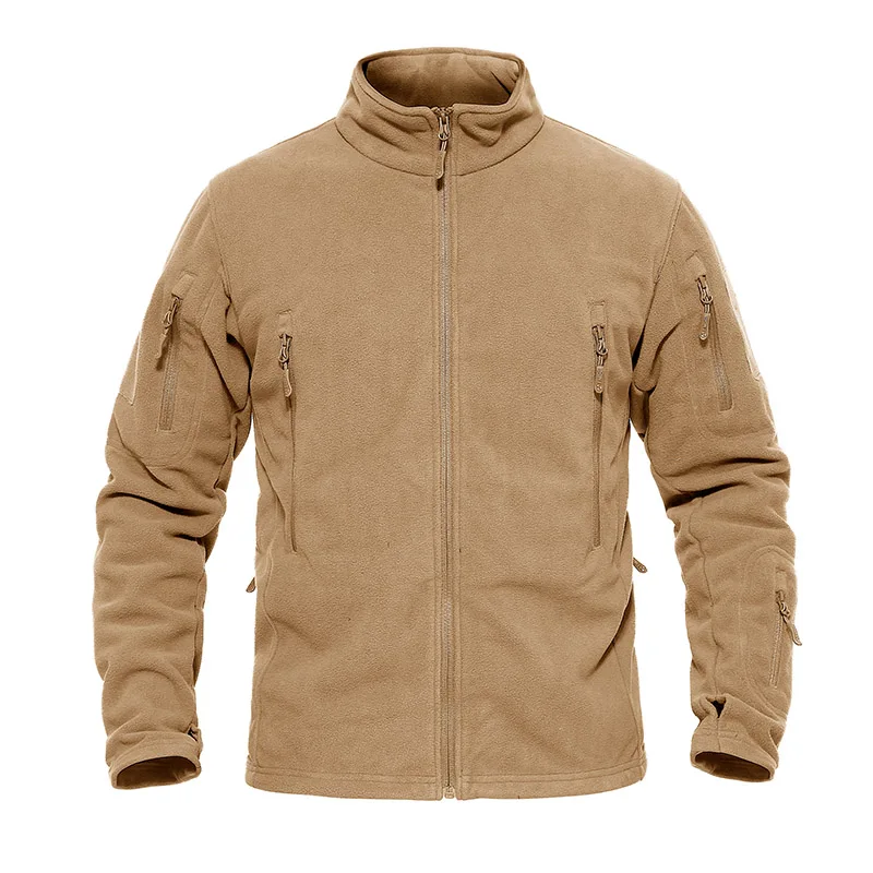 TACVASEN мужская зимняя флисовая куртка, теплая Военная тактическая куртка, Мужская теплая куртка, осенняя армейская одежда размера плюс - Цвет: Sand