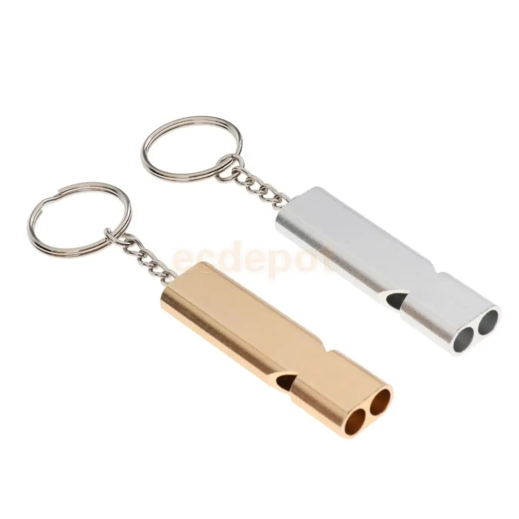 2Pcs Outdoor Double Tube Emergency Survival Whistles for BIrd Parrot Dog Pet Training ( Random Color )