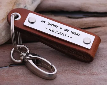 

Personalized Leather keychain - Hand Stamped leather key chain - Father Day Leather Keychain