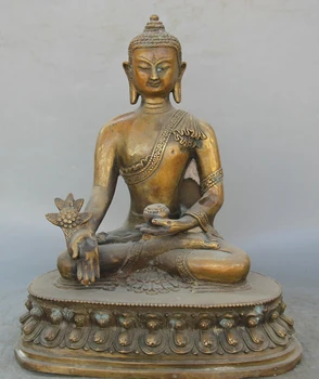 

fast shipping USPS to USA S2092 10" Tibet Tibetan Buddhism Copper Seat Menla Medicine Buddha medical God Statue