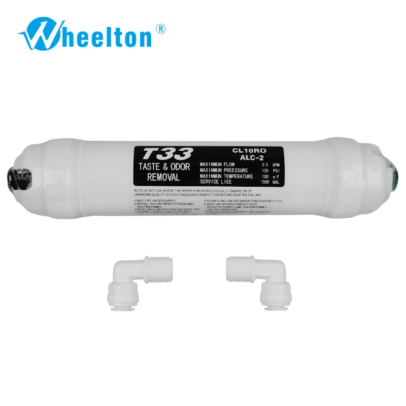 

Wheelton Offer Quick Connect 10 Inch T33 Coconut Carbon for water filter purifier system RO-REVERSE OSMOSIS extra 2pcs Fitting