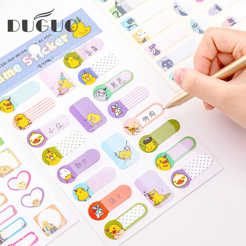 Duguo かわいい文房具韓国の漫画防水ネームステッカーステッカー Diy クラスのステッカーかわいい用品ランダム配信 Assorted Stickers Aliexpress