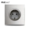 Wallpad-toma de corriente individual de pared, placa de aluminio plateado, 1 entrada de salida de alimentación, Panel de Metal cepillado, 16A EU, color gris, L6 ► Foto 3/6