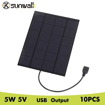 

SUNWALK 10PCS 5V 5W Portable Solar Charging Panel Solar Power USB Charger for Outdoor Mobile Smart Phone Solar Power Supply