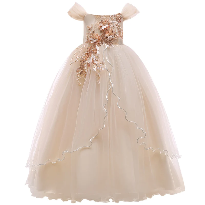 Vestidos/Вечерние Платья с цветочным узором для девочек; вышитая юбка без рукавов для маленьких девочек; платье принцессы на свадьбу; детская праздничная одежда - Цвет: picture color