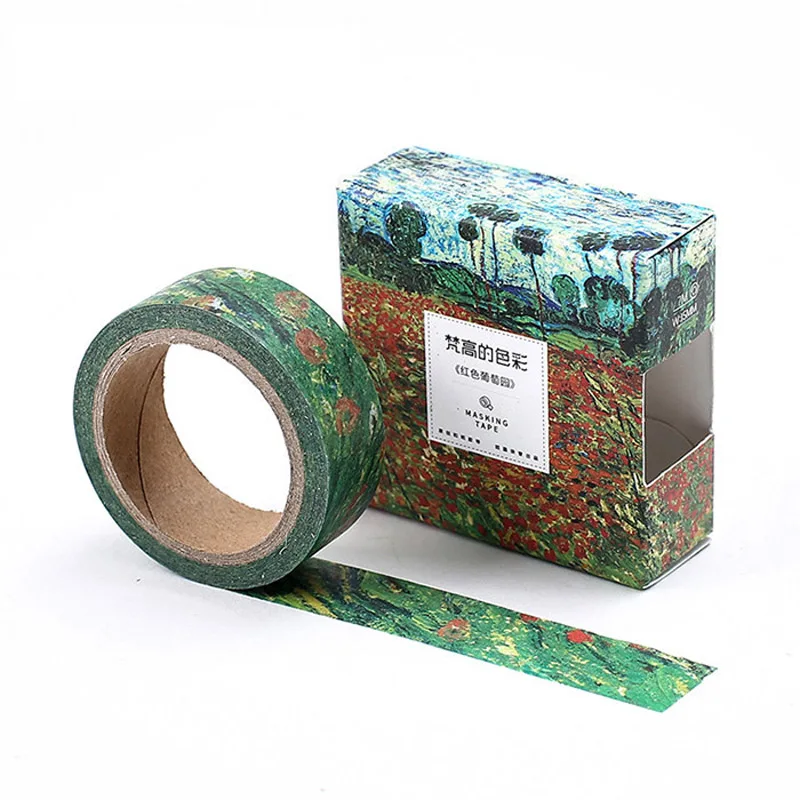 

1 PCS Vintage Van Gogh The Red Vineyard Decoration Washi Masking Tape Bullet Journal Stickers Scrapbooking Mohamm Sluit Sticker