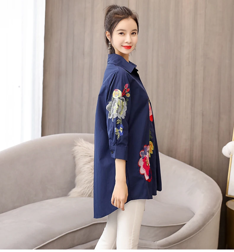 Women Blouse Embroidery Chinese Stlye Plus Size Blusa Feminina Summer Top Chemise Femme Tops Shirt Harajuku Womens Blouses (3)