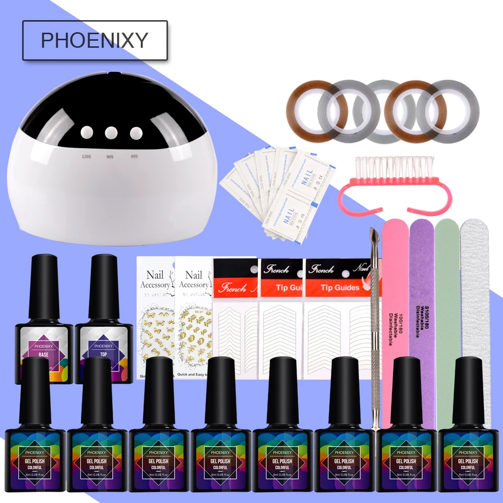 

Set For Manicure Gel Nail Polish Set 24W LED Lamp 8Pcs Nail Polish Set Top Base Nail Art Decoration Kit For Manicure Tools Set
