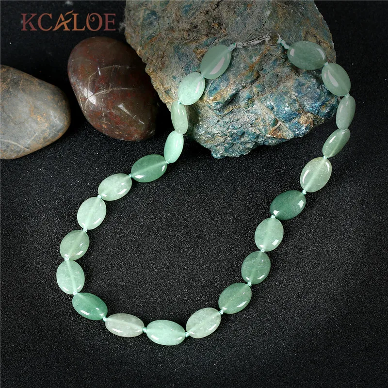 KCALOE Oval Green Stones Statement Necklace Women Jewelry Handmade Rope