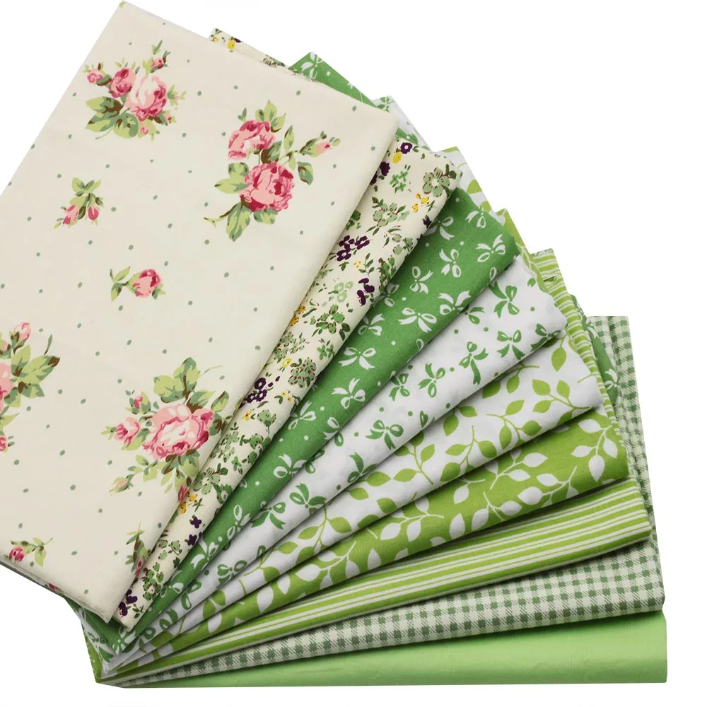Fat Quarter vert floral tissu de coton