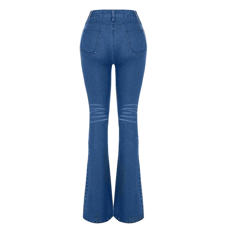 Модные джинсы для женщин джинсовые джинсы джинсовые рваные женские Стрейчевые с посадкой на талии узкие брюки клеш Женские джинсы 3