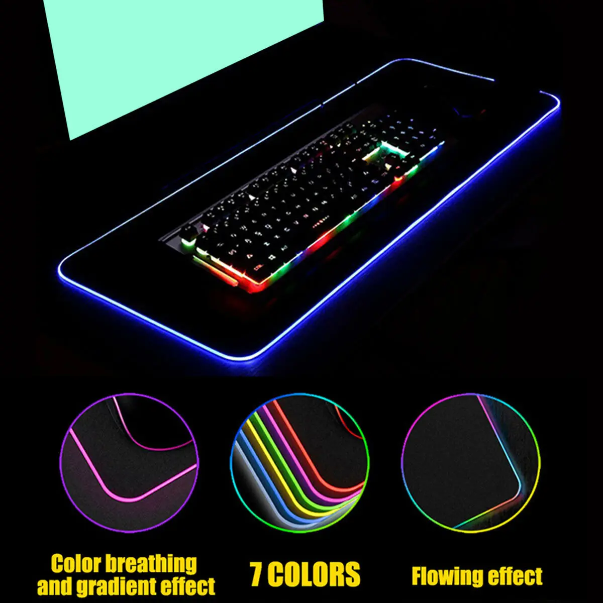 Супер креативный RGB большой освещенный игровой коврик для мыши удобный натуральный резиновый подсвечиваемый нескользящий Настольный коврик