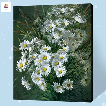 

Frameless DIY Digital Painting By Number Daisy Vase Family Acrylic Paint Abstract Modern Wall Art Canvas Painting For Home Deco