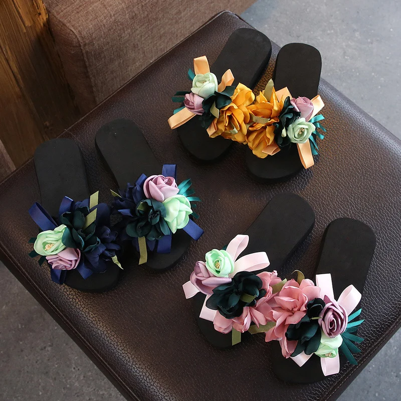 summer outside fashion new flat bottom lovely girls parent-child beach shoes female slippersFlip Flops luxury shoes women
