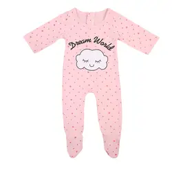Helen115/Красивое боди с длинными рукавами и принтом розового облака в горошек для новорожденных девочек 0-24 м, vestidos