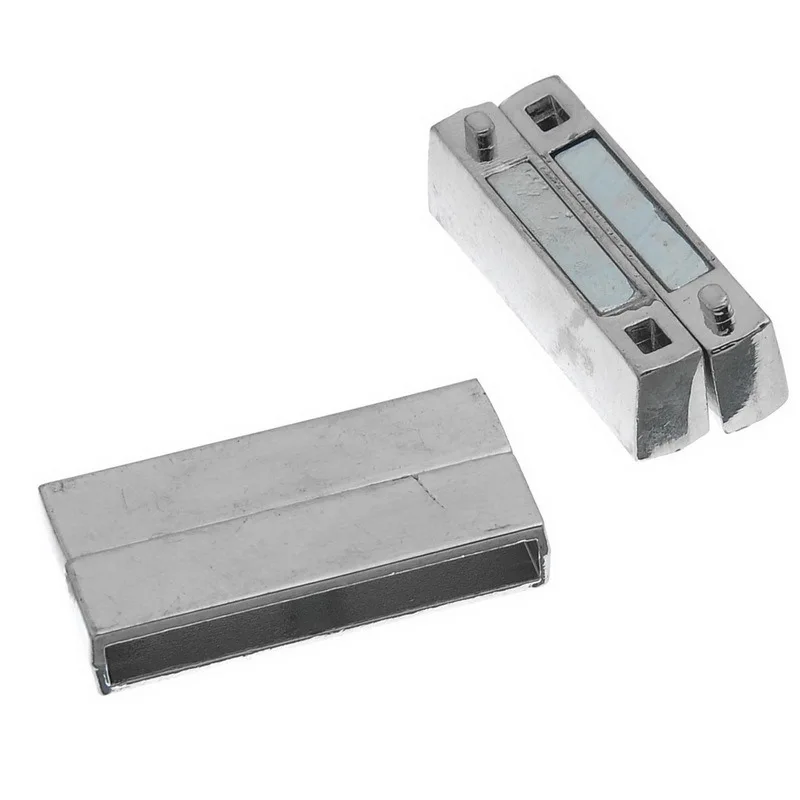 

10 Sets Magnetic Clasps Rectangle Silver Tone Jewelry Making Findings 37x19mm