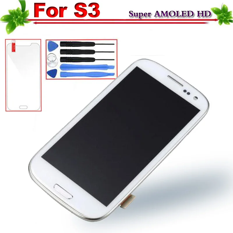 

Super AMOLED for Samsung Galaxy S3 i9300 i9301 i9305 LCD Display Touch Screen Digitizer Full Assembly With Frame Replacement
