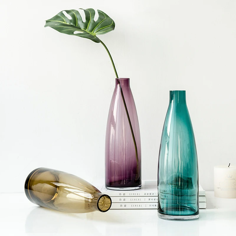 Morden Handcraft Glass Vase Colorful Flower Bottle Color Glass