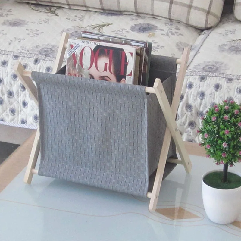 Fordable Office Storage Box Linen File Bookshelf Magazine Makeup Cosmetic Sundries Rack Desktop Basket Articles Organizer