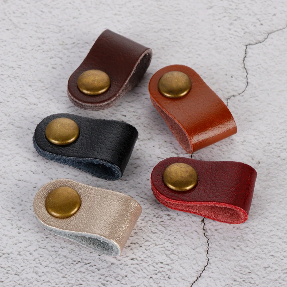 

6cm Cable Clip Winder Wire Management Practical Cable Clip Fixer Holder Buckle Line PU Leather Texture Organizer Clamp Button