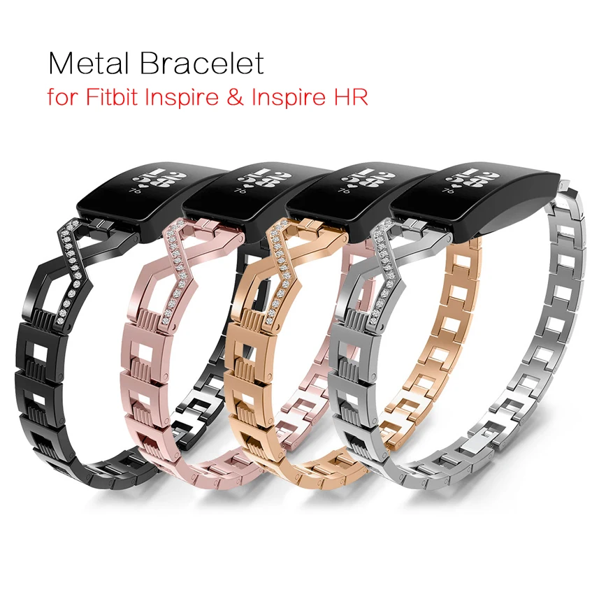 Ремешок из нержавеющей стали для Fitbit Inspire HR металлический браслет часов женский