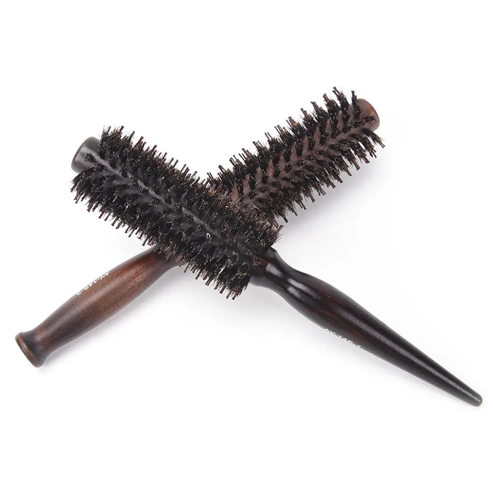 1pc Hair Brush Comb Round Anti-static Curly Brush Natural Bristle Wood Handle Hair Styling Comb Hairdress Brosse Cheveux