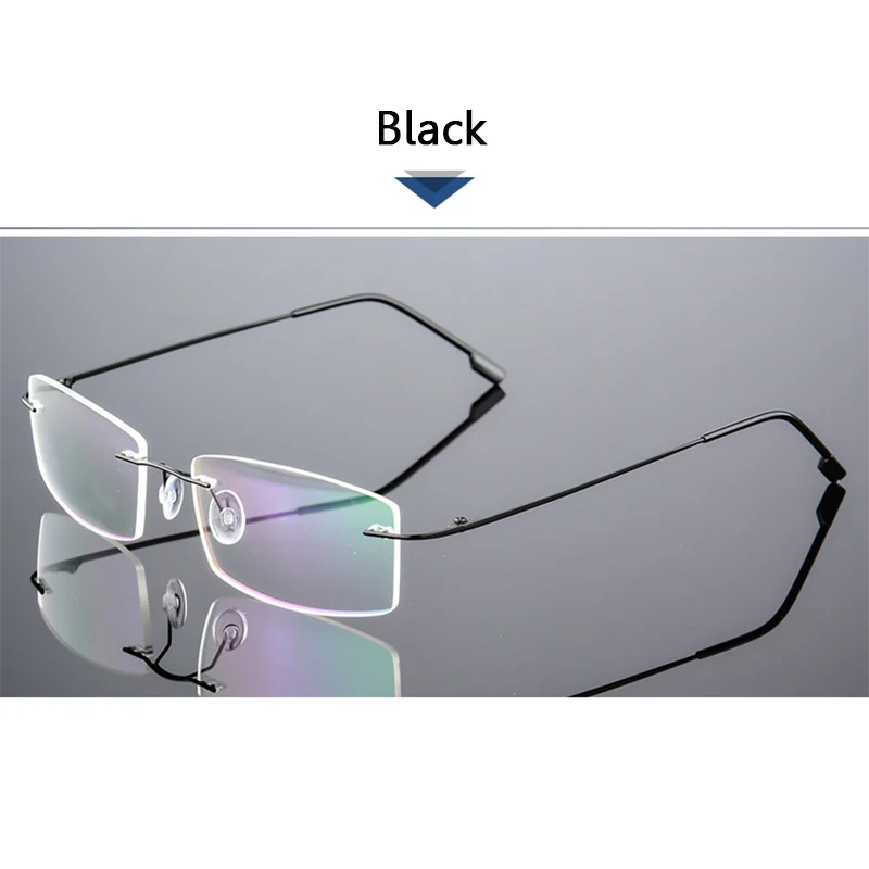 Легкие очки без оправы, оправа с эффектом памяти, титановые очки для женщин и мужчин, квадратные оптические очки для близорукости, оправы Oculos De Grau s858 - Цвет оправы: s858-1