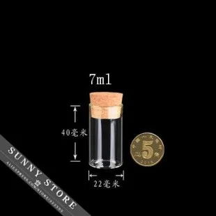 10 шт./лот 22x40 мм 7 мл пустая трубка, стеклянные бутылочки с пробкой DIY прозрачные стеклянные банки контейнеры флаконы бутылки желаний