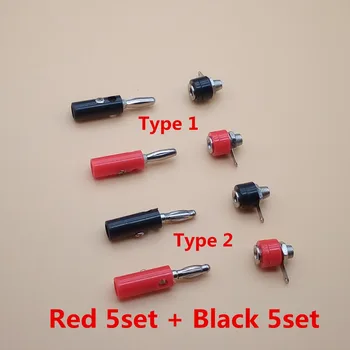 

10Sets/lot Audio Speaker Screw Banana socket + Plugs Connectors 4mm red 5set+black 5set Male and Female
