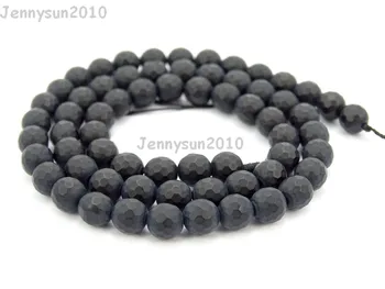 

Natural Matte Black Onyx Gems Stones 6mm Faceted Round Spacer Loose Beads 15'' Strand for Jewelry Making Crafts 5 Strands/Pack