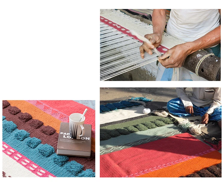 Шерсть ручной работы ковер геометрический индийский Полосатый плед Марокко современный дизайн килим скандинавский пасторальный стиль