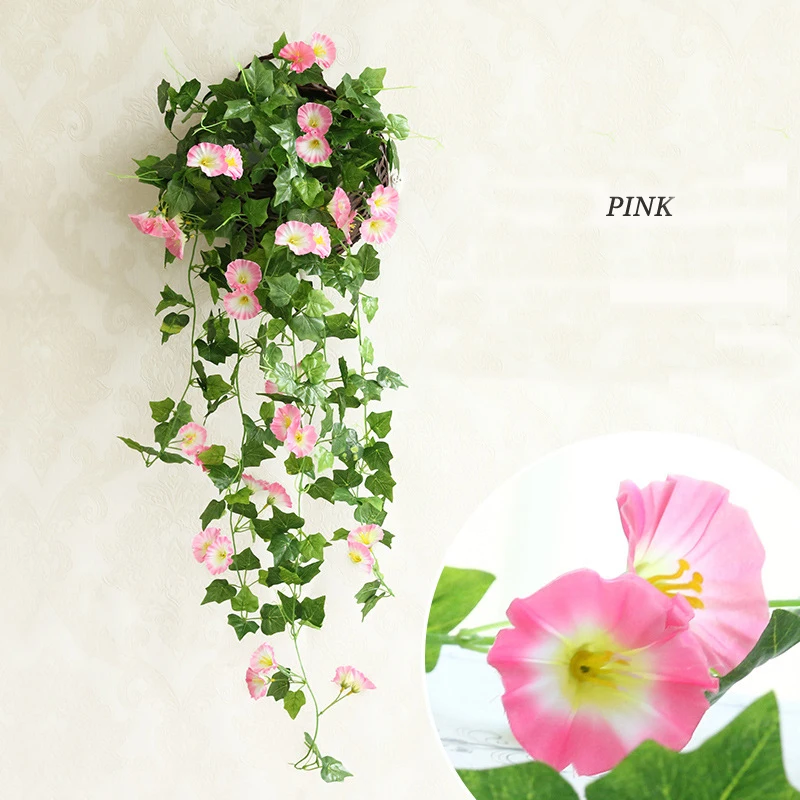 1 шт., искусственная Цветочная лоза для гостиной, украшение для свадебной вечеринки, цветок 78 см, Настенный Цветок, имитирующий утреннюю славу