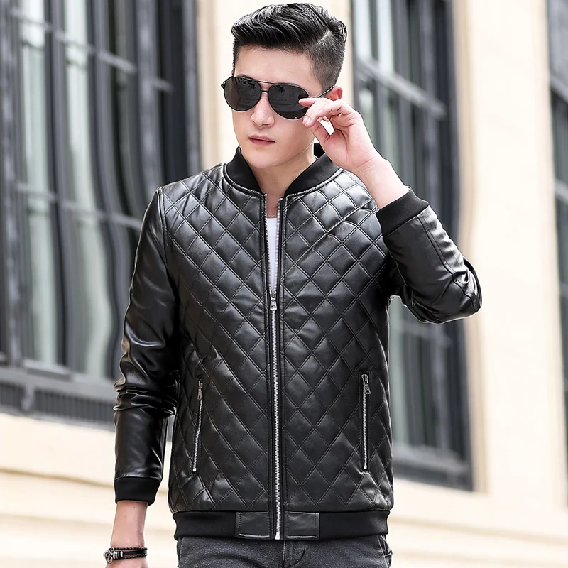 Стиль модная одежда классический мужской стеганый переплетенный Дизайн pu куртка пальто на молнии