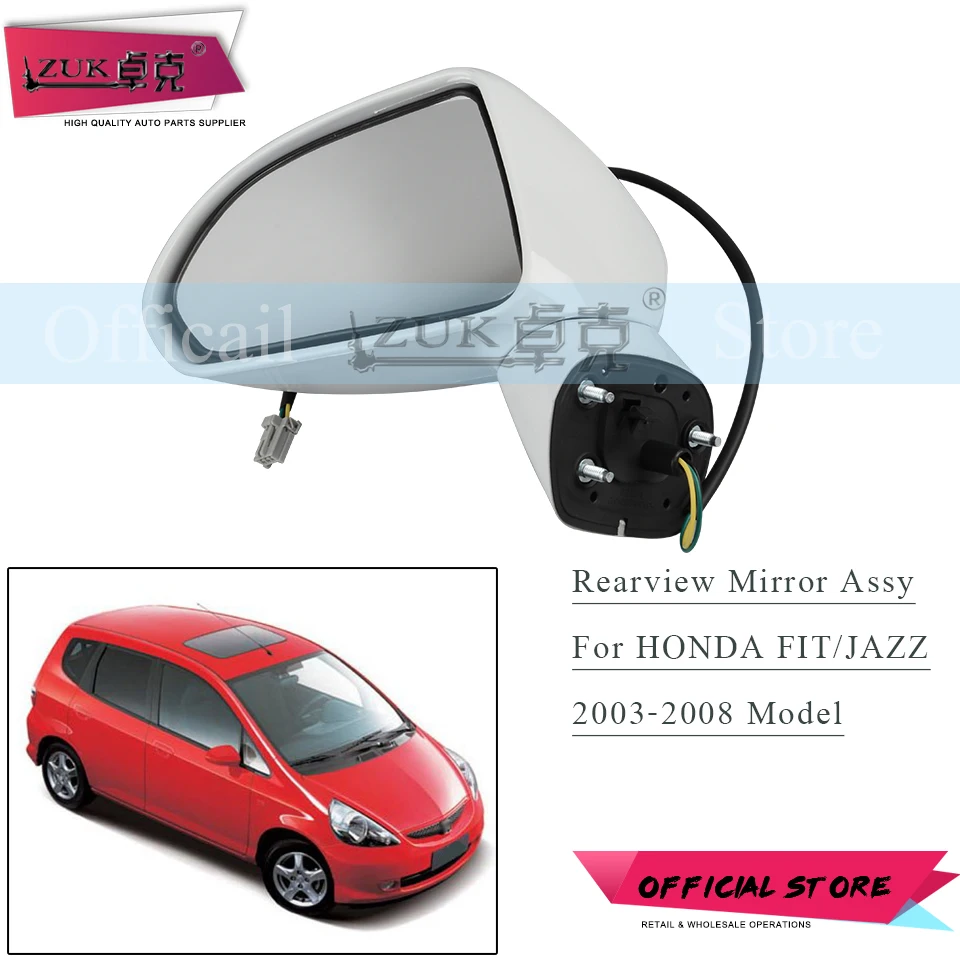 

ZUK Outer Rearview Side Mirror ASSY For HONDA FIT JAZZ 2003 2004 2005 2006 2007 2008 FIT SALOON CITY 2007-2008 3PINS