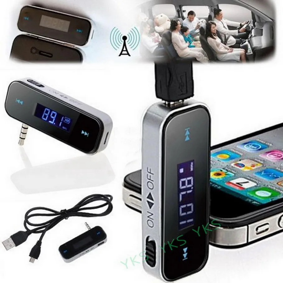 YKS High Quality Car MP3 Player 3.5mm In-car FM Transmitter For iPhone 6 5 5S 5C/iPod Touch5/ipad 4 Mini Wireless Transmitter