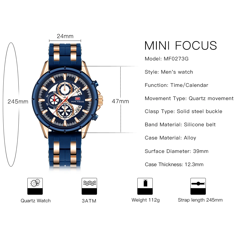 Часы наручные MINIFOCUS Мужские кварцевые в стиле милитари спортивные брендовые