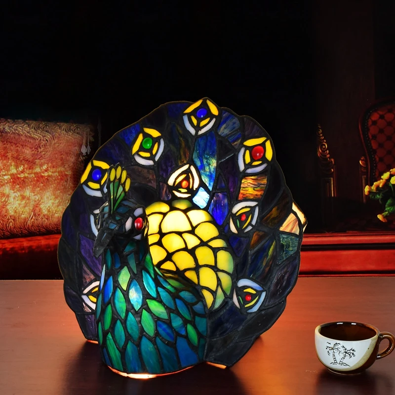 Здесь можно купить  European style Tiffany art glass peacock table lamp Thai Phoenix bar living room dining room bedroom decorative lamp  Свет и освещение