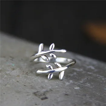 

2019 New Arrival Rushed Women Anel Feminino The Vatican S925 Pure Little Fresh Olive Branches Lady Ring Thai Silver, Opening