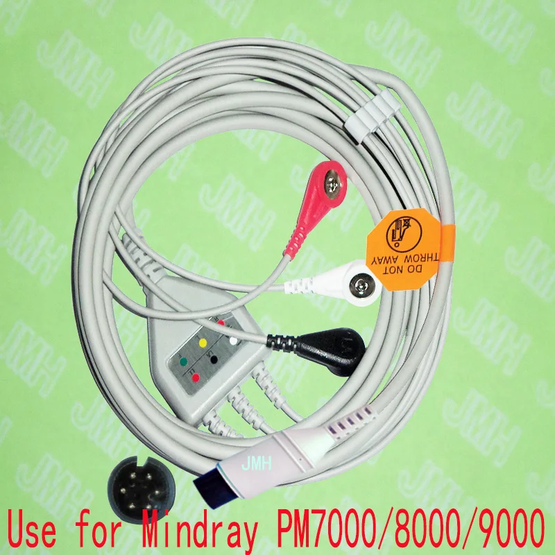 Совместимый 6pin Mindray PM9000 PM8000 PM7000 и машина Goldway ECG цельный 3 свинцовый кабель провод
