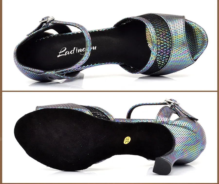 Ladingwu/Танцевальная обувь; женская обувь для латинских танцев; Каблук 9 см; обувь для сальсы на Кубинском каблуке; танцевальные сандалии; Цвет Серый, металлический; искусственная кожа; обесцвечивание и сетка; zapatos de mujer