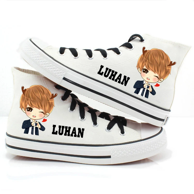 Yuxareen Kpop BTS Bangtan Boys Couple Canvas Shoes Girls Boys Breathable High-top Shoes Rubber Sole Student Casual Shoes A.R.M.Y Hot Gift