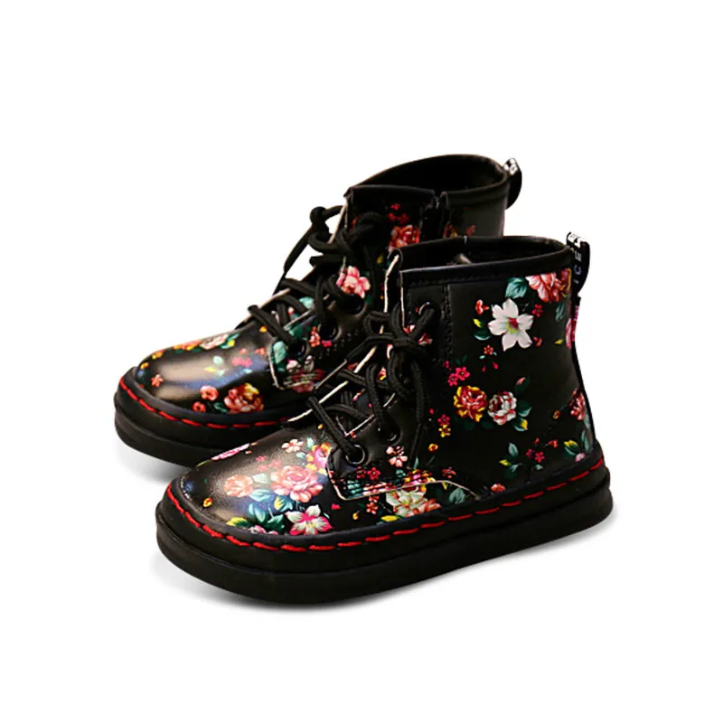 

Children shoes Fashion princess shoes 2018 girls shoes autumn girs boots Exquisite embroidery PU kids shoes martin boot