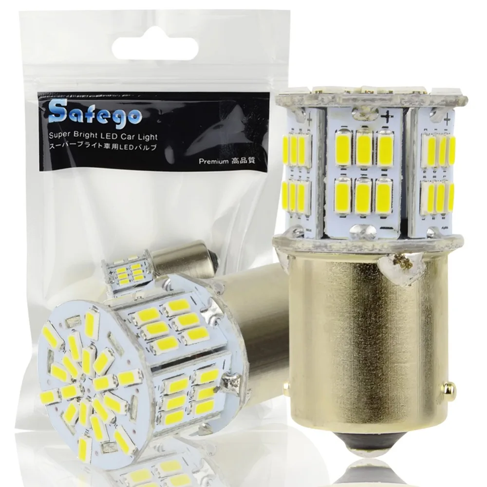 

Safego 2pcs 1156 BA15S LED Bulb Car Turn Signal Parking Light 7506 54 SMD 3014 White Lamp 6000K 12V Internal light Tail lights